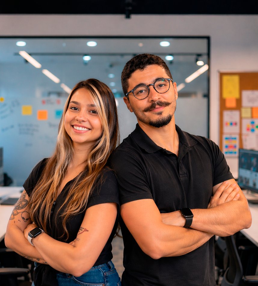 Marcelo e sócia, Rocket Creative
